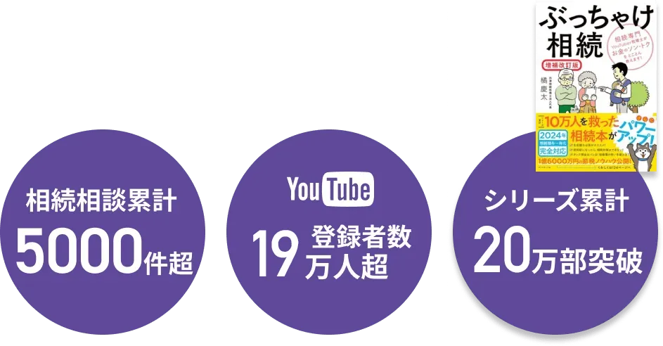 相続相談累計5000件超/YouTube登録者数9万人超/「ぶっちゃけ相続」シリーズ累計15万部突破