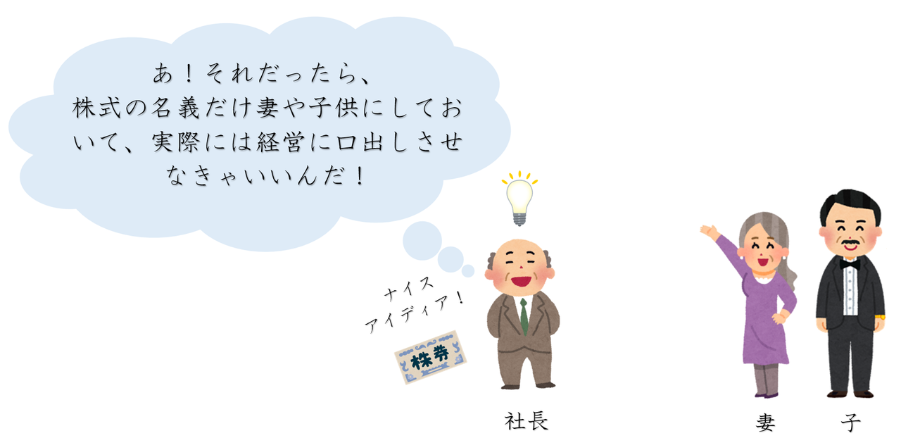 株式の名義だけ妻や子供にしよ