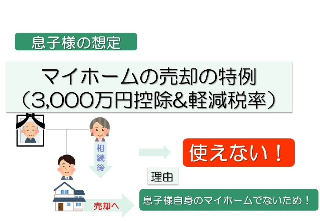 マイホームの売却の特例（3,000万円控除&軽減税率）は使えない