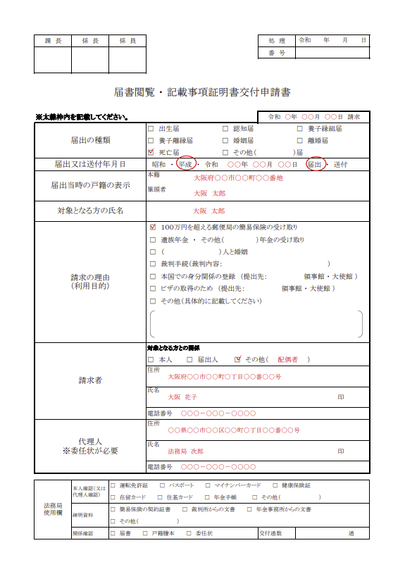 届出閲覧・記載事項証明書交付請求書