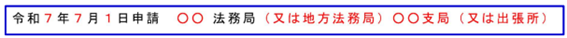 登記申請の年月日及び申請先の法務局